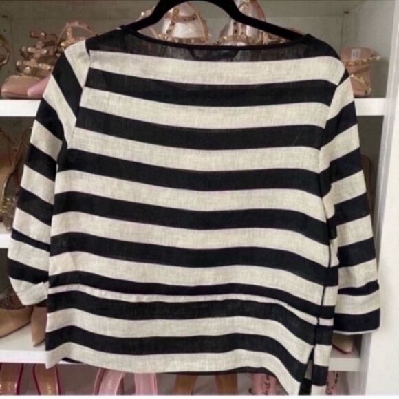 NWT Elegant ZARA STRIPED LINEN TOP Size XS - Picture 8 of 13